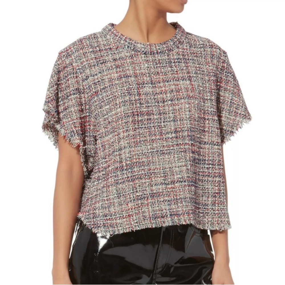 IRO Paris Devan Tweed Distressed Top